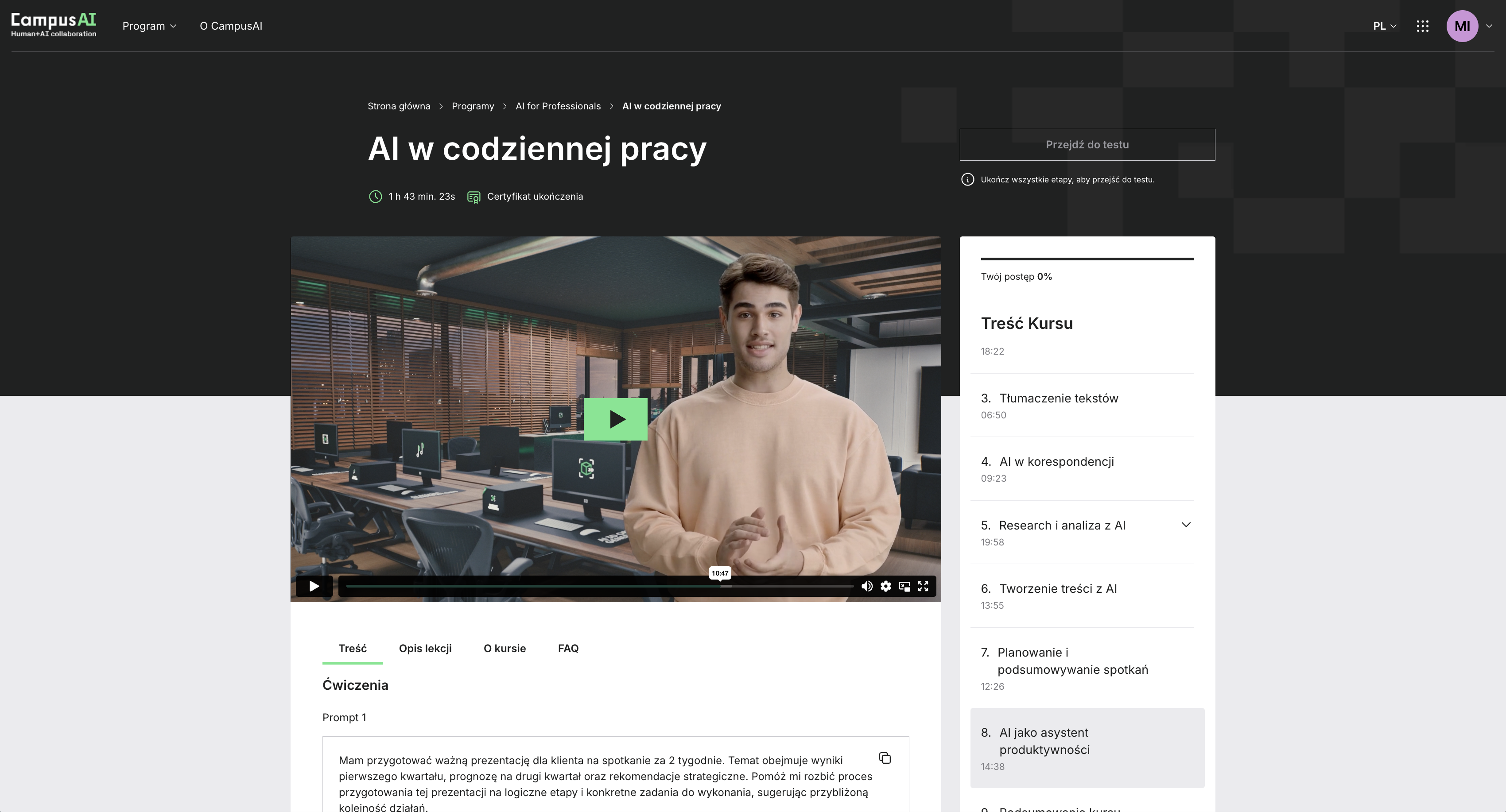Widok platformy CampusAI